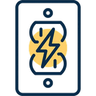 Electrical icon: lightning bolt on an outlet