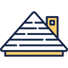 Roofing icon: pitched shingle roof