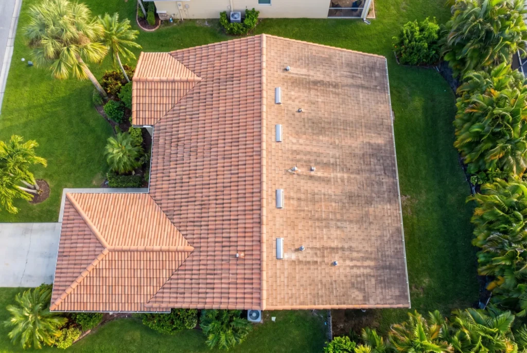 Roof of a single-story Florida house seen from above